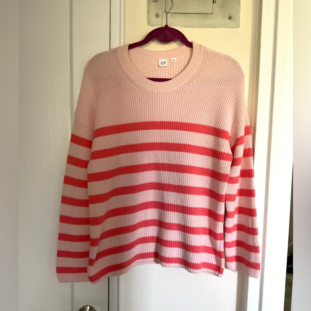 GAP Factory Pink and Coral Striped Sweater